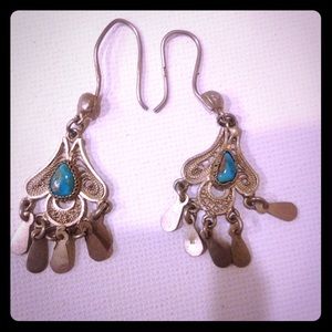 Turquoise and metal earrings